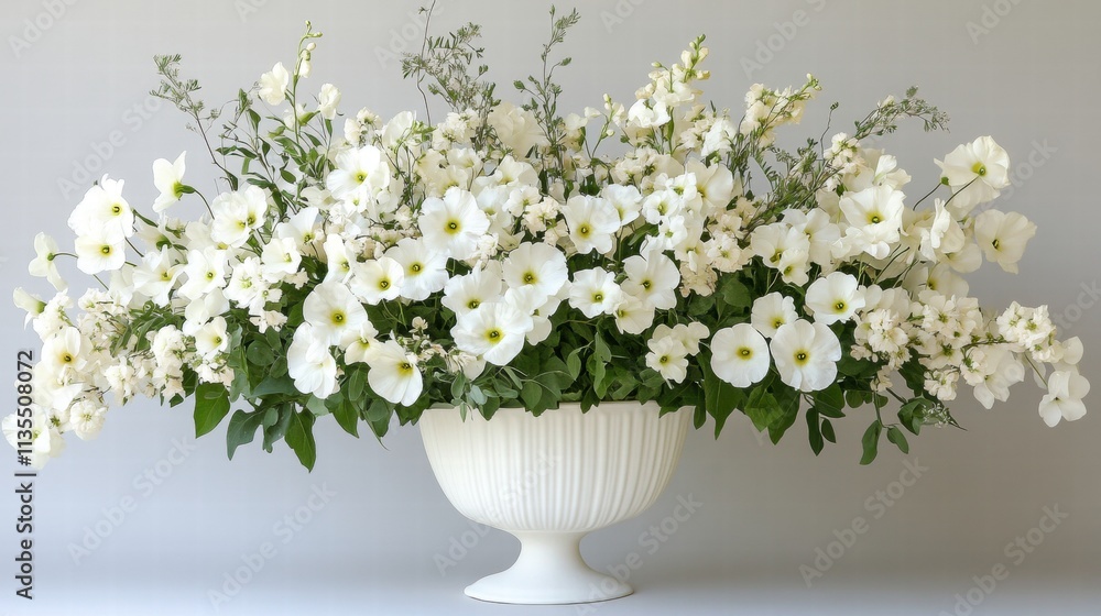 Elegant White Flower Arrangement in a White Urn Elegant White Flower Arrangement in a White Urn