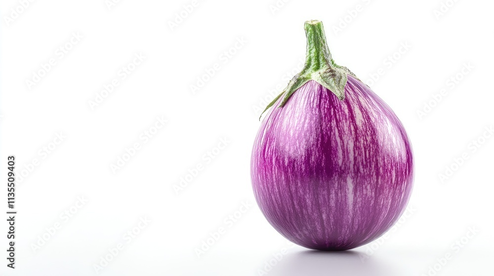Fototapeta premium Fresh Purple Eggplant on White Background Ready for Cooking