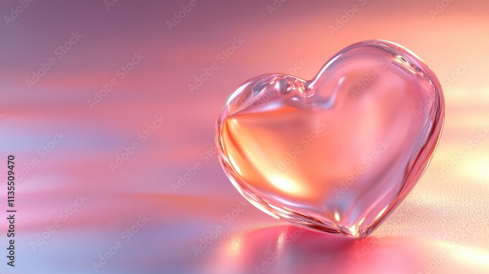 Beautiful Glass Heart Shape on Soft Colorful Background Beautiful Glass Heart Shape on Soft Colorful Background