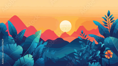 Inspirational Sunrise Over Mountains Vector for Fresh Start, Fresh Start and Sunrise Themes