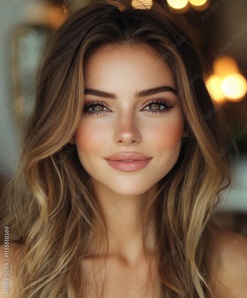Smiling makeup artist in a well-lit workplace showcasing natural beauty and talent Smiling makeup artist in a well-lit workplace showcasing natural beauty and talent