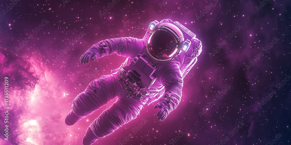 Neon Astronaut in Radiant Space, a vibrant holographic icon depicting a glowing astronaut adrift in a cosmic expanse filled with colorful stars Neon Astronaut in Radiant Space, a vibrant holographic icon depicting a glowing astronaut adrift in a cosmic expanse filled with colorful stars
