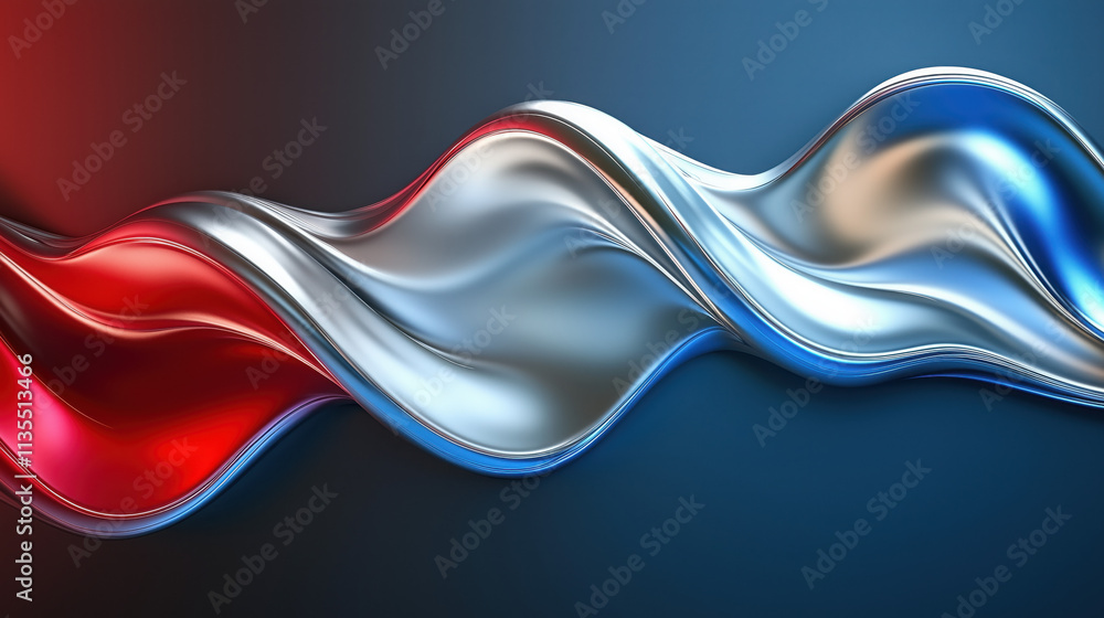Abstract 3D Flowing Liquid-Like Wave Textures in Red, Blue, and Silver Gradient Abstract 3D Flowing Liquid-Like Wave Textures in Red, Blue, and Silver Gradient