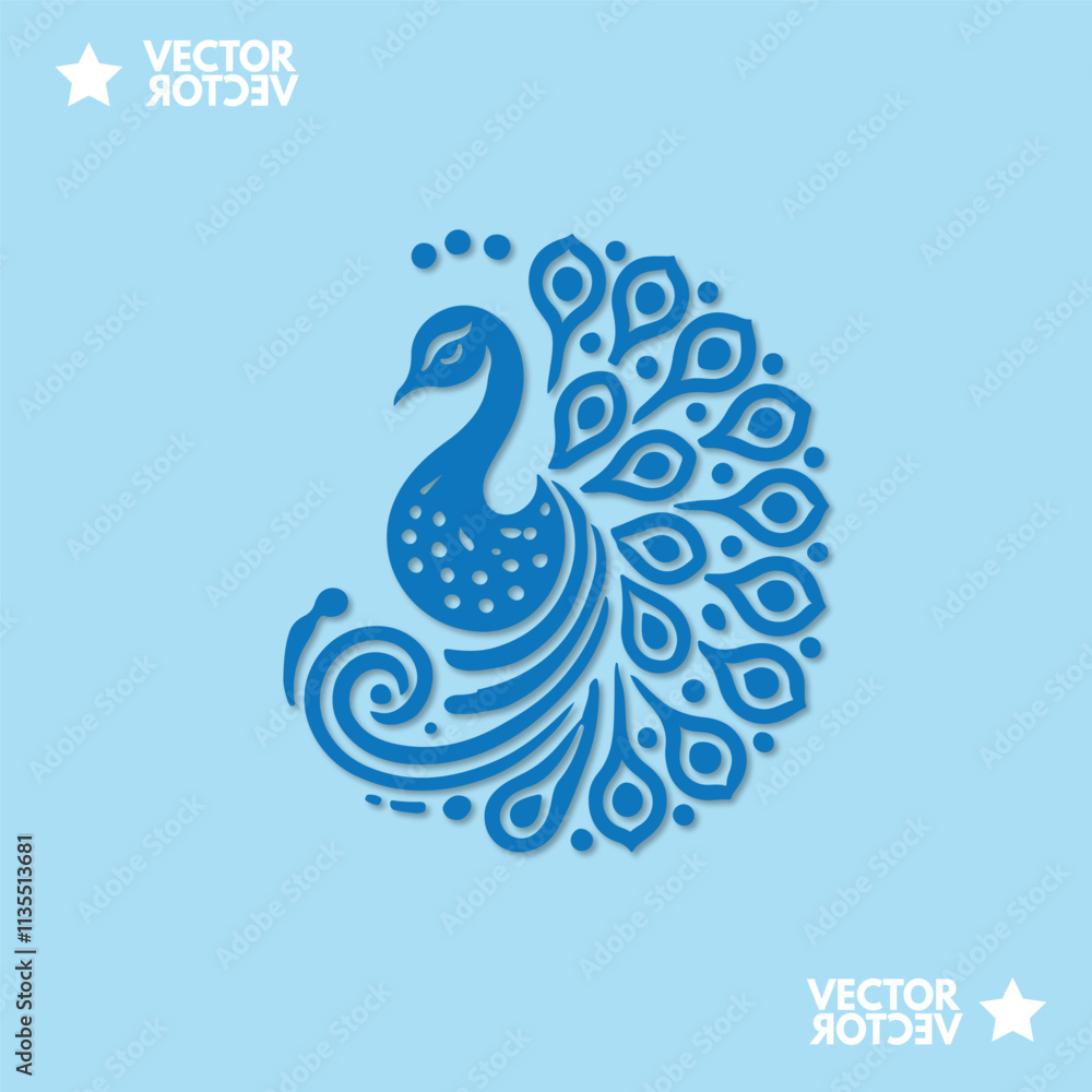 Fototapeta premium Luxurious peacock bird logo icon design template flat vector
