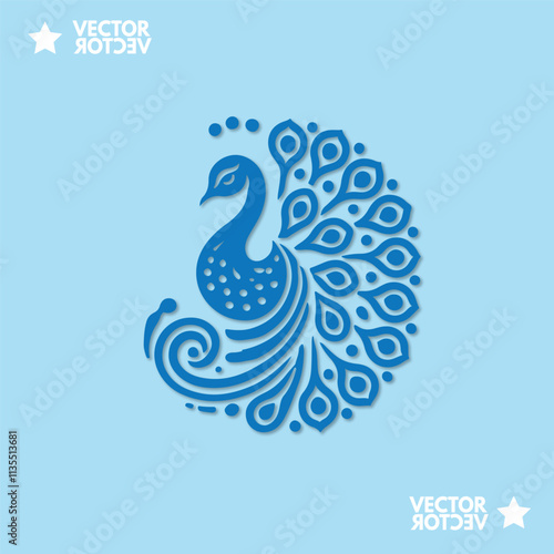 Luxurious peacock bird logo icon design template flat vector