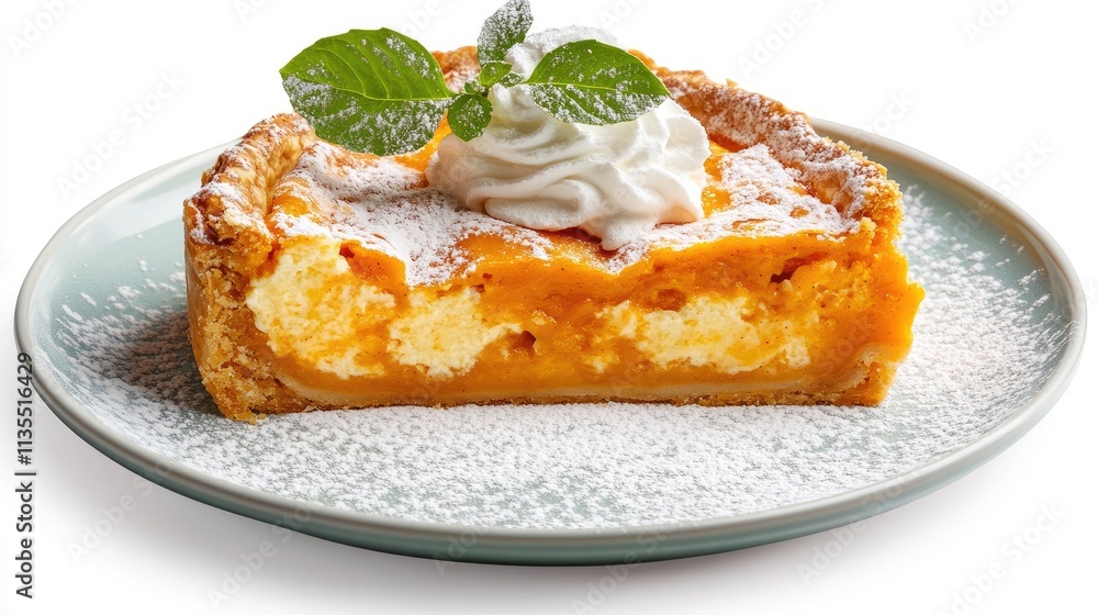 Delicious Pumpkin Dessert with Whipped Cream and Fresh Mint Leaves Delicious Pumpkin Dessert with Whipped Cream and Fresh Mint Leaves