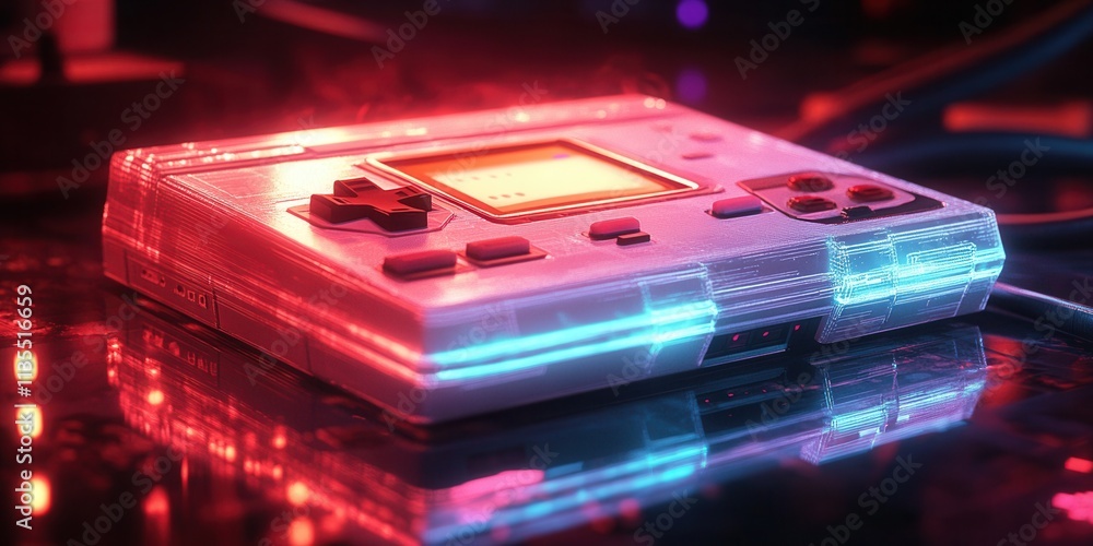 Holographic Retro Gaming Console Icon, vibrant pixelated design, nostalgic aesthetic, modern twist on classic gaming culture Holographic Retro Gaming Console Icon, vibrant pixelated design, nostalgic aesthetic, modern twist on classic gaming culture