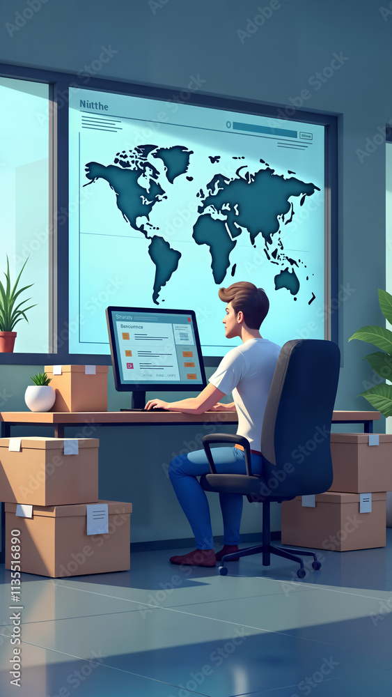 Modern Logistics and Supply Chain Management Illustration Modern Logistics and Supply Chain Management Illustration