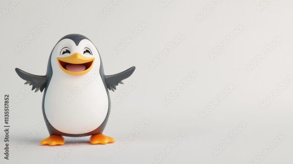 Happy cartoon penguin with open arms, against a plain background. Happy cartoon penguin with open arms, against a plain background.