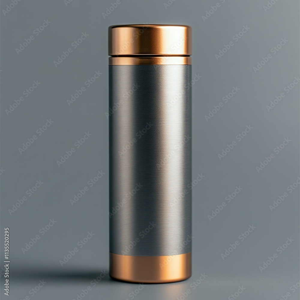 Metallic tube container with a smooth matte band, ideal for branding or labeling, sleek design enhances product presentation.