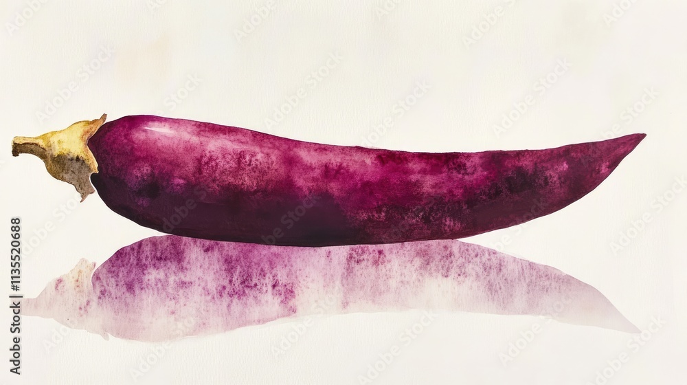 Vibrant Purple Eggplant on Smooth Surface with Reflection Vibrant Purple Eggplant on Smooth Surface with Reflection