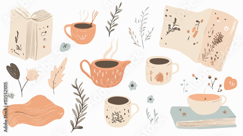 Relaxation Graphic Elements Set for Cozy Recovery Designs, Relaxation and Recovery Scenes