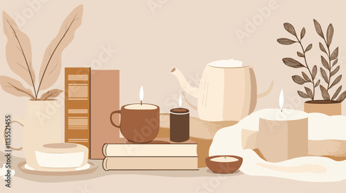 Relaxation Graphic Elements Set for Cozy Recovery Designs, Relaxation and Recovery Scenes