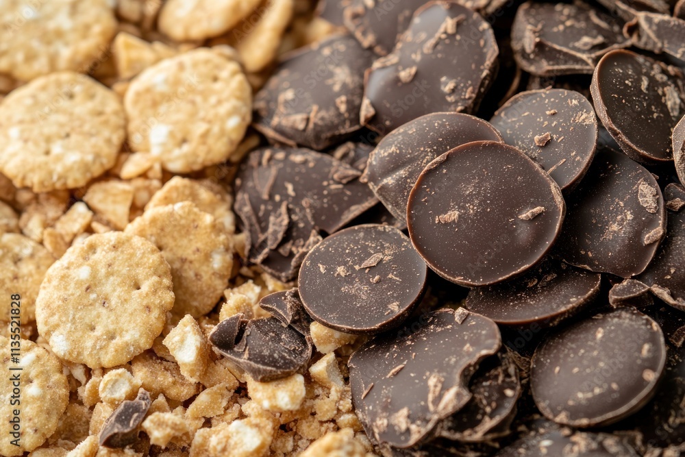Cracker and chocolate chips texture split. Cracker and chocolate chips texture split.