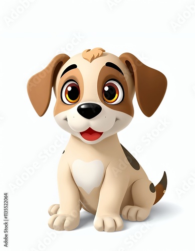 cartoon dog sitting on the ground with a big smile on his face.