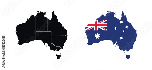 Australia Map vector icon. Map of Australia in Flag colors.