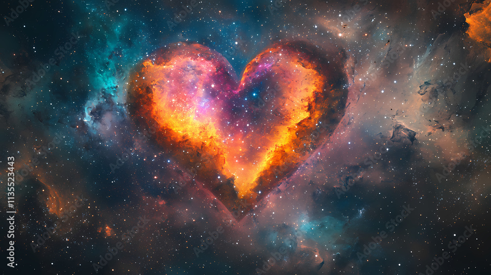 A heart-shaped galaxy, immersed into stars and cosmic dust. space emotions illustration, symbolic eternal love. Eternal. Illustration A heart-shaped galaxy, immersed into stars and cosmic dust. space emotions illustration, symbolic eternal love. Eternal. Illustration