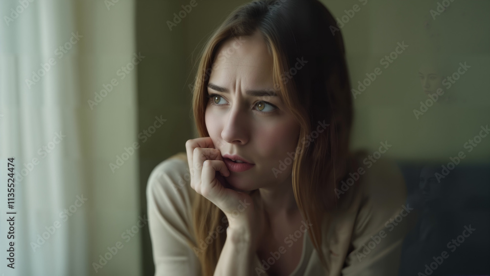 Introspective Woman in Soft Light Introspective Woman in Soft Light