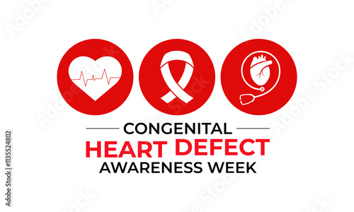 Congenital Heart Defect Awareness Week observed every year in during February 7 to 14.This week  promoted awareness and education about Health and Medical.Vector illustration of background.