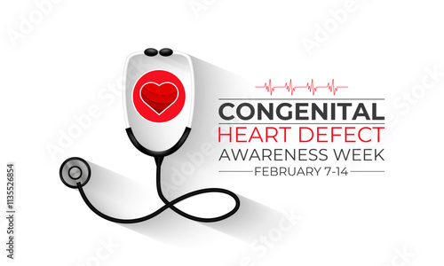 Congenital Heart Defect Awareness Week observed every year in during February 7 to 14.This week  promoted awareness and education about Health and Medical.Vector illustration of background.