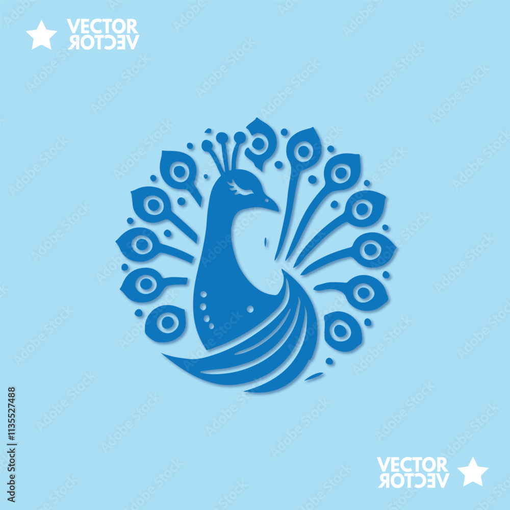 Fototapeta premium Luxurious peacock bird logo icon design template flat vector