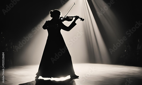 Lonely Violinist in Spotlight A Chiaroscuro A Solo Performance