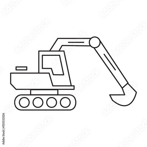 Excavator icon. vector flat black linear illustration for web and app..eps