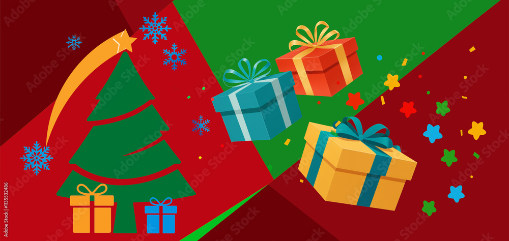 gift boxes as presents flying in from top and bottom rotated, fir tree green and floating hovering gift boxes and gifts silhouette outline symbol as gift boxes as presents gift boxes as presents flying in from top and bottom rotated, fir tree green and floating hovering gift boxes and gifts silhouette outline symbol as gift boxes as presents