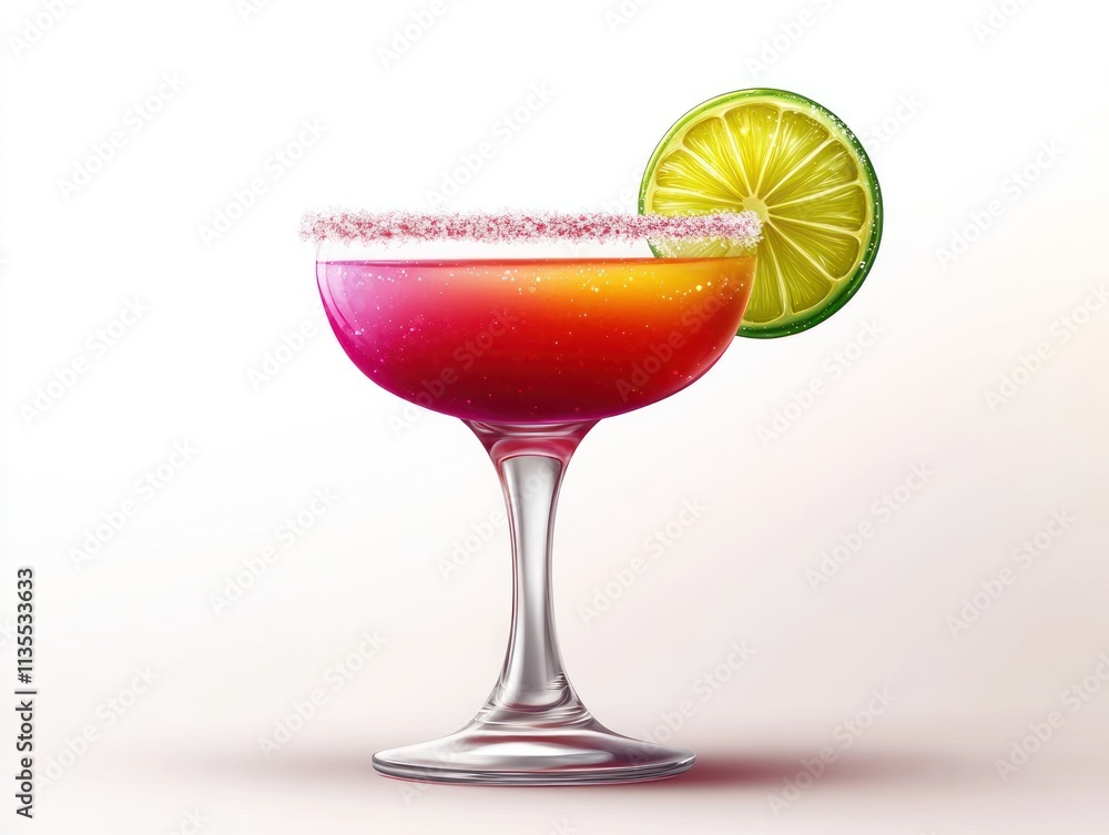 A vibrant cocktail in a glass, featuring a colorful gradient and a lime garnish. A vibrant cocktail in a glass, featuring a colorful gradient and a lime garnish.