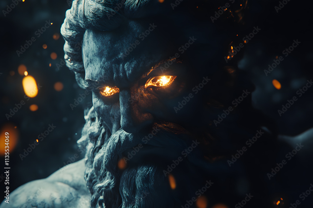 Obraz premium Glowing Eyes of a Stone God