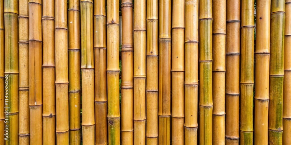 Fototapeta premium Close up of a bamboo fence, providing a natural and textured background, bamboo, fence, close up, natural, texture, background, plant