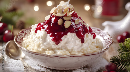 Traditional Danish Risalamande Dessert