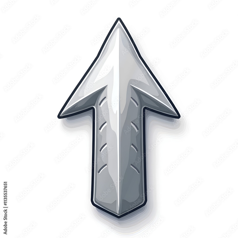 Shiny silver arrow pointing upward in a modern design, symbolizing progress and achievement, digital art of symbolic illustration concept. Shiny silver arrow pointing upward in a modern design, symbolizing progress and achievement, digital art of symbolic illustration concept.