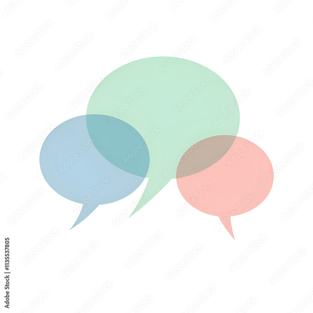 Softly colored speech bubbles illustrating communication and connection, digital illustration of abstract representation concept. Softly colored speech bubbles illustrating communication and connection, digital illustration of abstract representation concept.