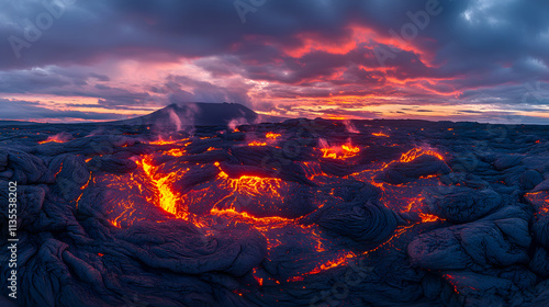 Panoramic view of flames. photo