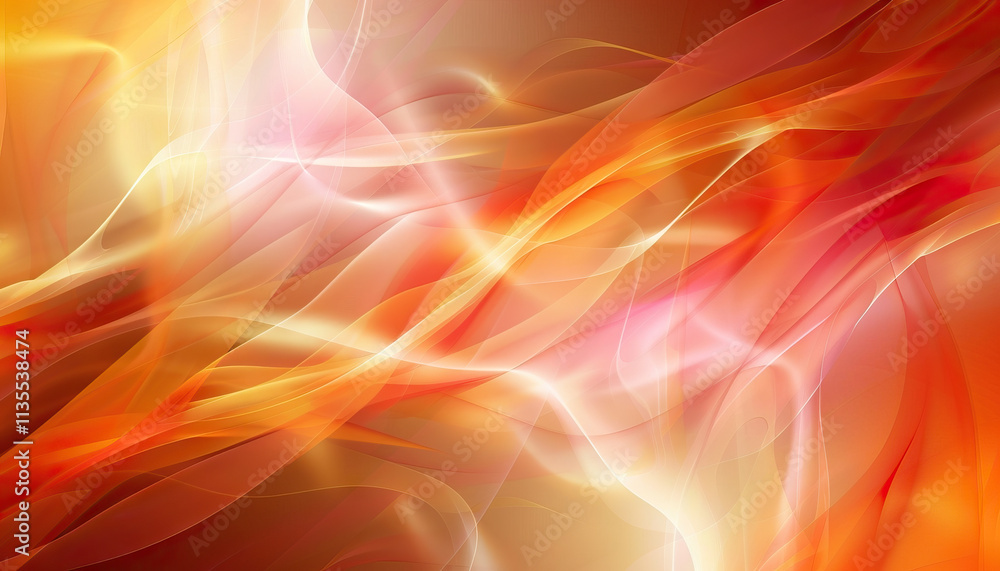 Obraz premium Abstract Orange and Yellow Translucent Waveforms