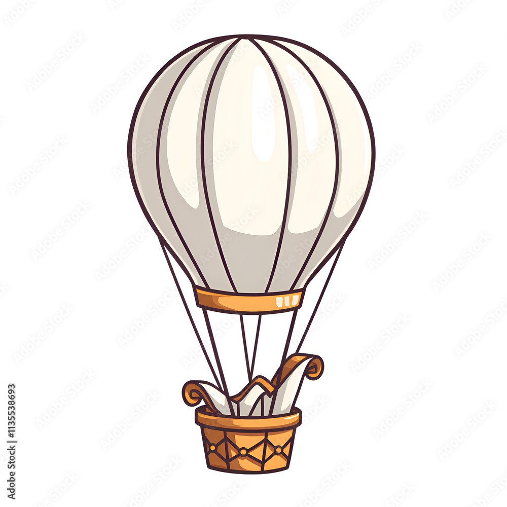 Elegant hot air balloon ready for adventure in a dreamy sky, digital illustration of fantasy concept. Elegant hot air balloon ready for adventure in a dreamy sky, digital illustration of fantasy concept.