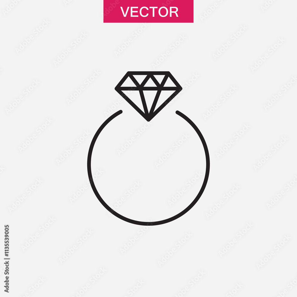 Diamond ring icon. vector flat black linear illustration for web and app..eps Diamond ring icon. vector flat black linear illustration for web and app..eps