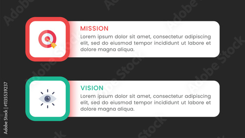 Mission and Vision of company. Comparison infographic.