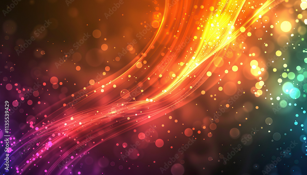 Obraz premium Abstract Image: Multicolored Light Streaks and Bokeh