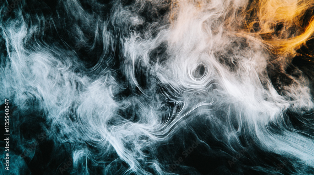 Obraz premium Swirling smoke patterns create an abstract art piece in shades of blue and orange