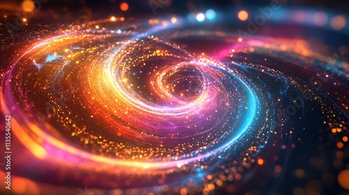 Vibrant Abstract Cosmic Swirl with Colorful Nebula and Sparkling Lights : Generative AI