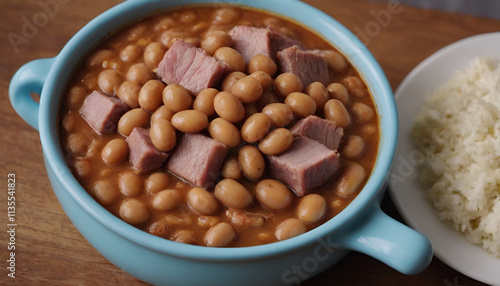 pork and beans in a bowl