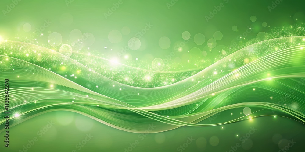 Abstract green waves with sparkles on a soft gradient background, creating a serene and flowing visual effect, serene Abstract green waves with sparkles on a soft gradient background, creating a serene and flowing visual effect, serene