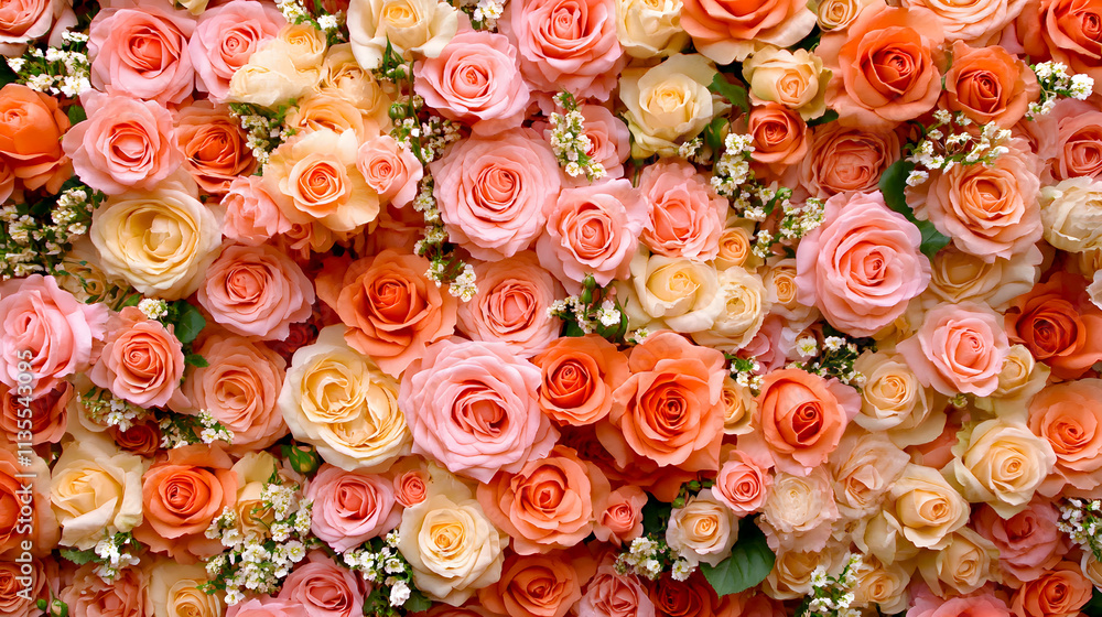 Wall of stunning roses as a background. Wall of stunning roses as a background.