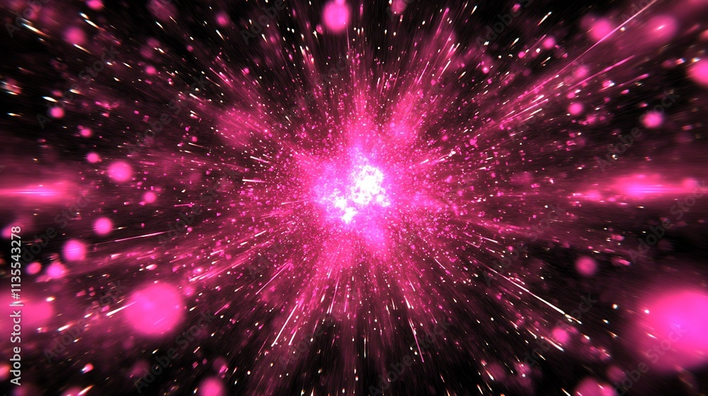 Fototapeta premium Dynamic Starburst in Pink Cosmic Universe Celestial Nebula Abstract Energy : Generative AI