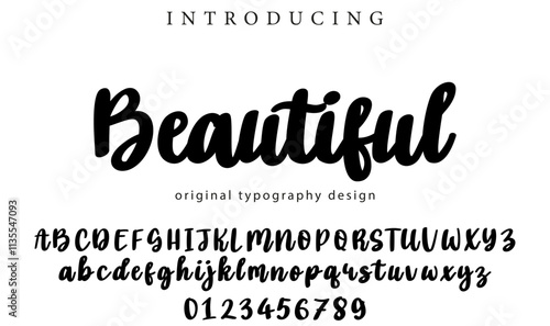 Beautiful Font Stylish brush painted an uppercase vector letters, alphabet, typeface