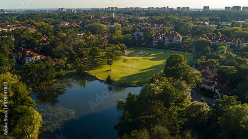 Wallpaper Mural Golf Course with Residential Area. Scenic View of a Golf Course and Homes. Torontodigital.ca