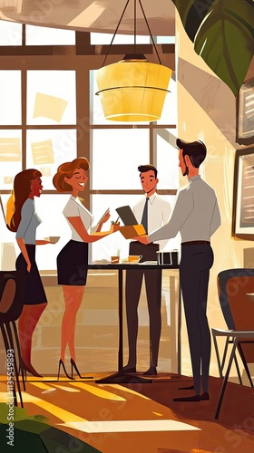 Business Colleagues Collaborate During a Sunny Office Meeting