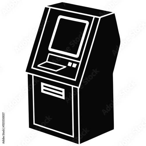 An ATM booth machine is a secure, self-service kiosk that allows users to withdraw cash, check balances, transfer funds, and perform other banking transactions.
